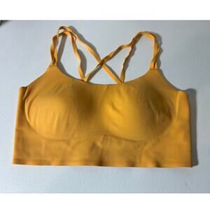 OFFLINE by Aerie Real Me Size Large Sports Bra Yellow Strappy Crisscross Back